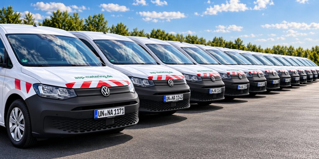 Flotte weißer ASP Servicefahrzeuge